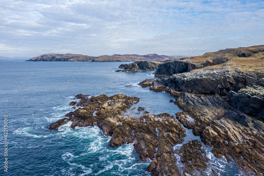 Aerial view of the coastline at Dawros in County Donegal - Ireland