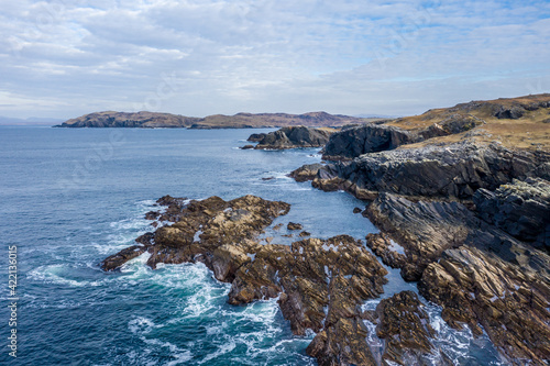 Aerial view of the coastline at Dawros in County Donegal - Ireland