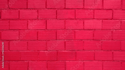 Vivid Crimson Red Painted Brick Wall