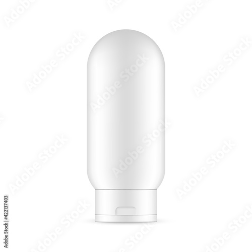 Plastic Shampoo Bottle Mockup Isolated on White Background. Vector Illustration © Evgeniy Zimin