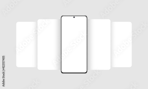 Phone Frame Mockup with Blank App Screens. Mobile App Design Concept for Showing Screenshots. Vector Illustration
