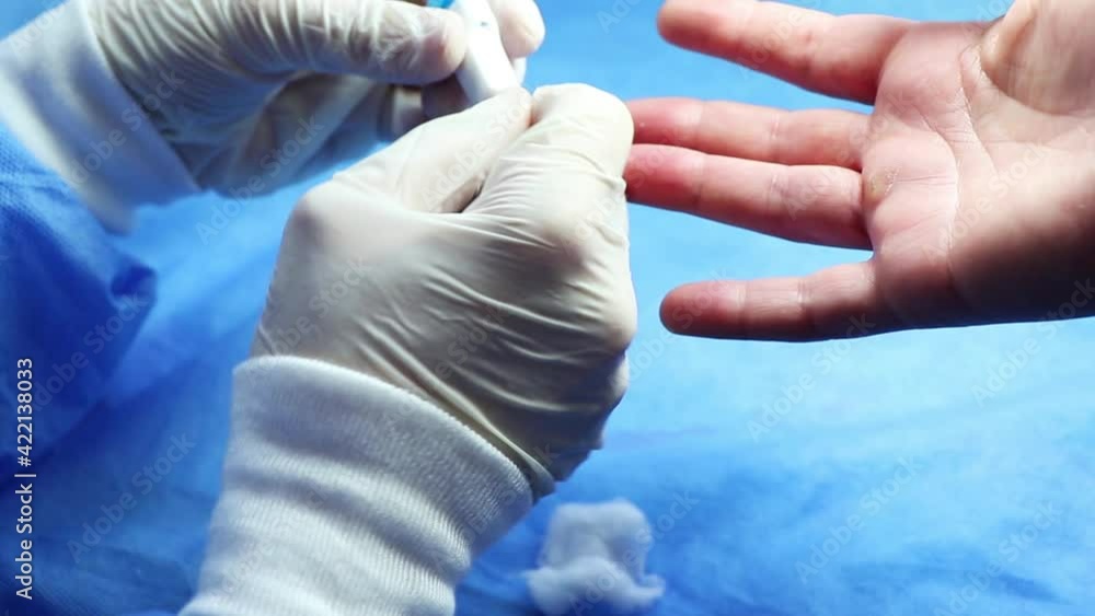 Insulin testing process, blood test and syringe. Injection in the hand. Patients and doctor. Insulin testing process, blood test and syringe. Injection in the hand. Patients and doctor.