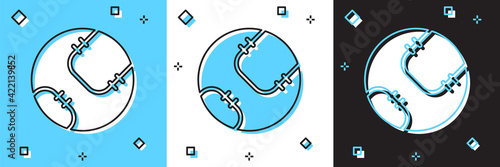 Set Baseball ball icon isolated on blue and white, black background. Vector