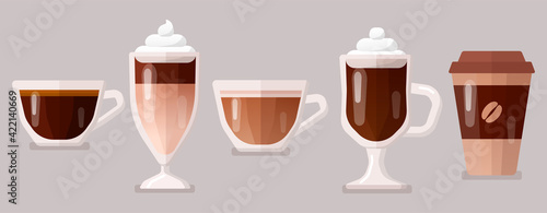 Coffee icons set illustration.