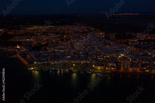 Aerial view of Sunset in Ayamonte in Huelva Spain