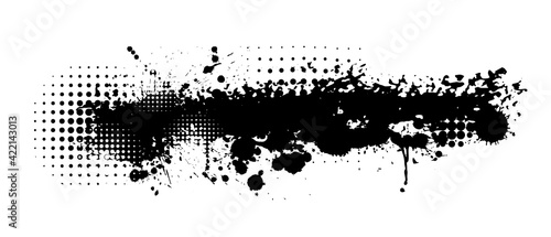 Black blot with splashes. Vector illustration
