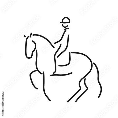 Equestrian sport, rider on a horse stick figure