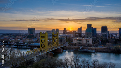 Aerial view of downtown Sacramento from West Sacramento. photo