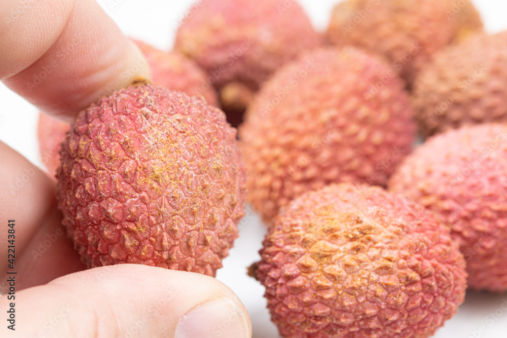 Lychee fruit isolated above white background Lychee fruit isolated above white background