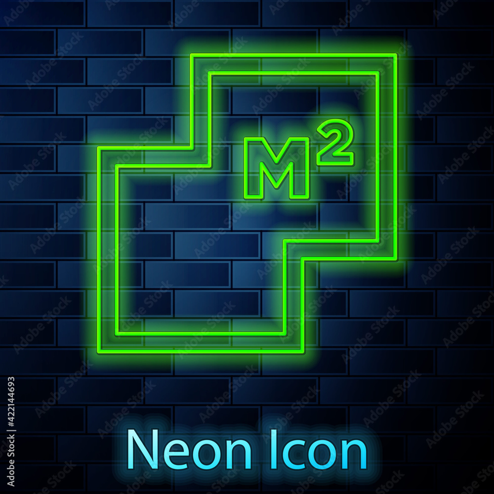 Glowing neon line House plan icon isolated on brick wall background. Vector Glowing neon line House plan icon isolated on brick wall background. Vector