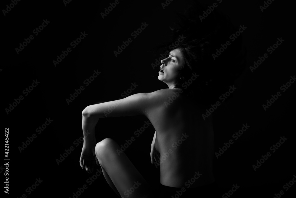 Sexy photo. woman profile silhouette in dark. Sensual. Dark background. Sexy photo. woman profile silhouette in dark. Sensual. Dark background.