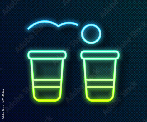 Glowing neon line Beer pong game icon isolated on black background. Alcohol party game. Vector