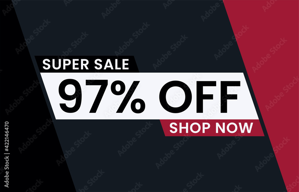 97 percent Discount sale modern banner vector illustration, Super sale 97% off shop now 97 percent Discount sale modern banner vector illustration, Super sale 97% off shop now