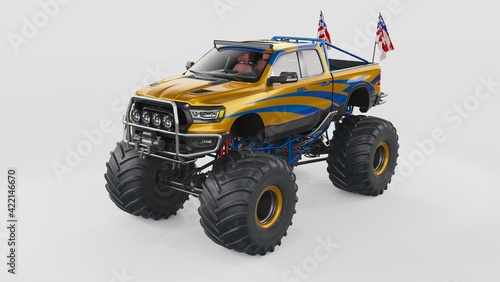 3D rendering of a brand-less generic monster truck 