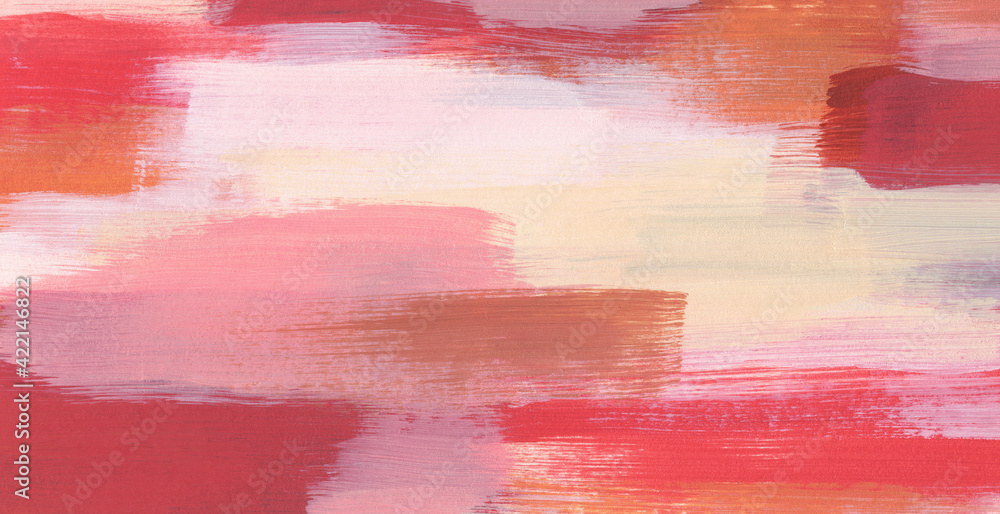 Abstract art. Versatile artistic backdrop for creative design projects: posters, banners, cards, websites, invitations, wallpapers. Brush strokes on paper. Red, pink, orange and white colours.