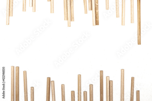 Wooden sticks isolated on the white background.
