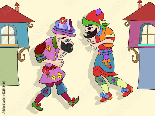 turkish theater character karagöz and hacivat. turkish culture puppet with shadow game. tr:( karagöz ve hacivat karakterleri  , gölge oyunu)