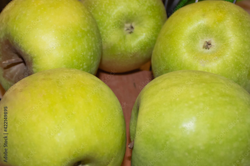 Green apples background, close up Green apples background, close up