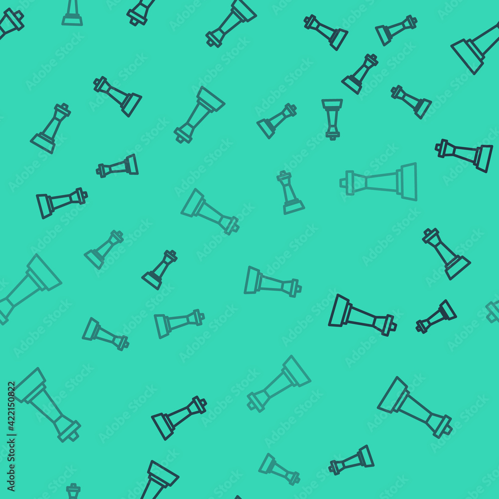 Black line Chess icon isolated seamless pattern on green background. Business strategy. Game, management, finance. Vector Black line Chess icon isolated seamless pattern on green background. Business strategy. Game, management, finance. Vector