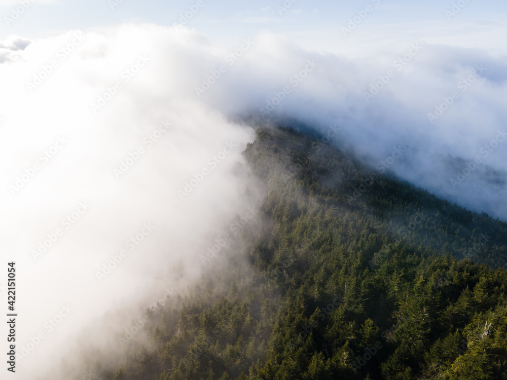 Flying over Fog in the Black Mountains in Western North Carolina