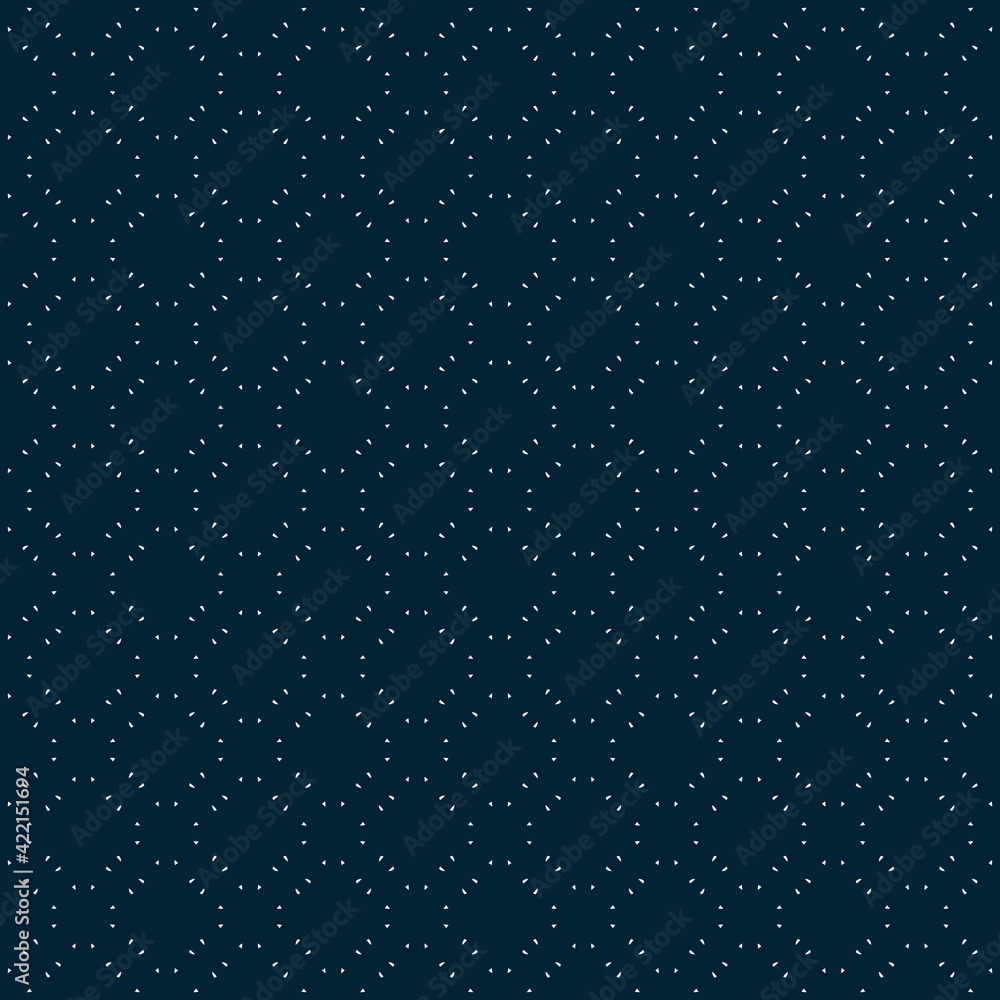 Minimalist vector seamless pattern. Simple delicate geometric texture. Abstract dark blue minimal background with small shapes, dots. Subtle repeat geo design for decor, print, wallpaper, web, wrap