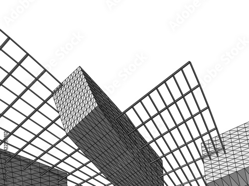 Abstract wired geometric shape 3d