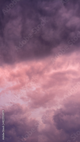 Storm clouds on the eve of a thunderstorm, purple clouds in cloudy weather.