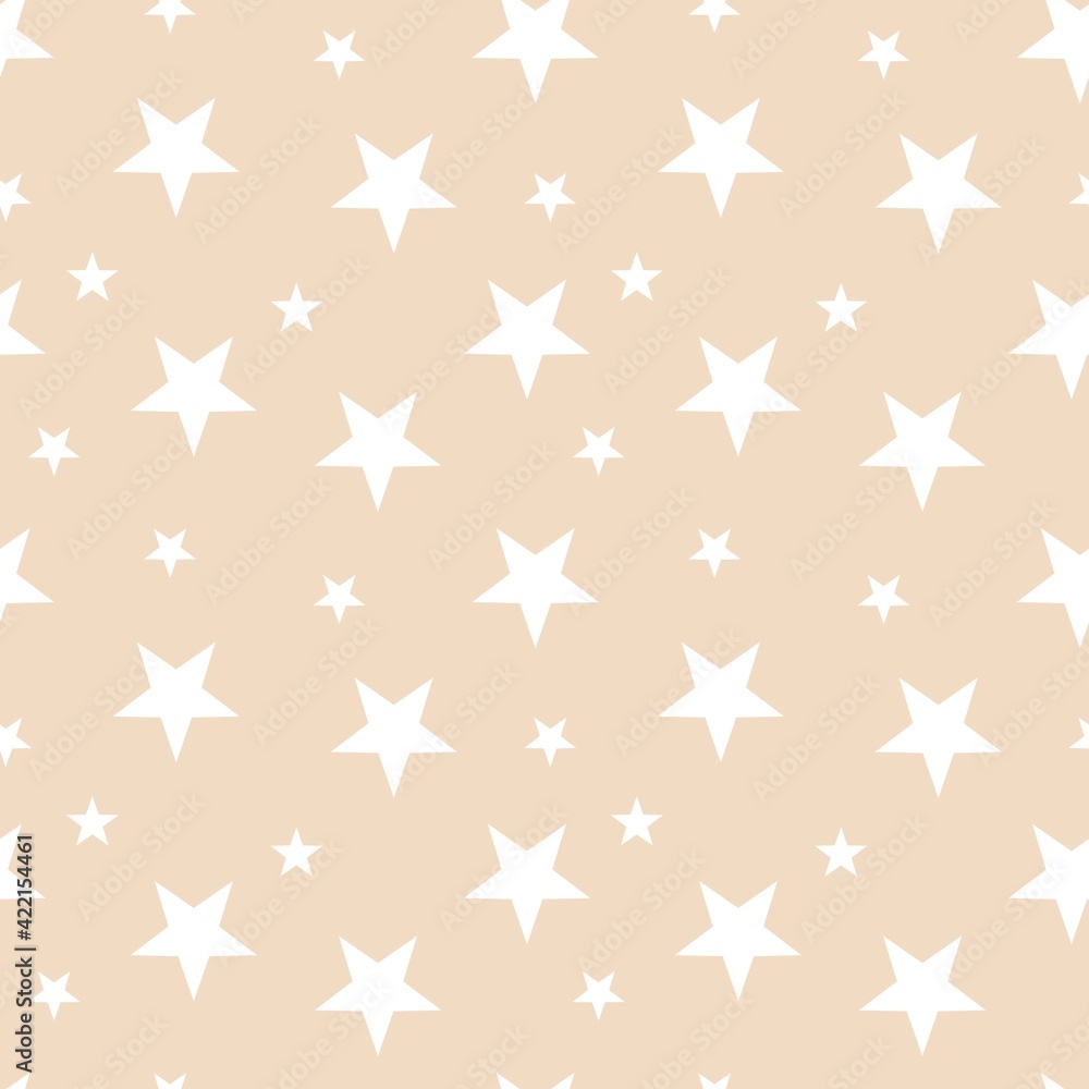 Colorful seamless pattern design with white star symbol and pastel orange background Colorful seamless pattern design with white star symbol and pastel orange background