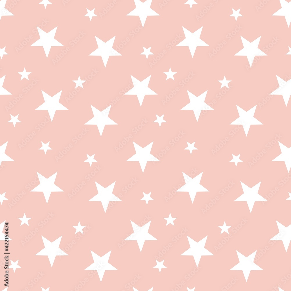 Colorful seamless pattern design with white star symbol and pastel orange background Colorful seamless pattern design with white star symbol and pastel orange background