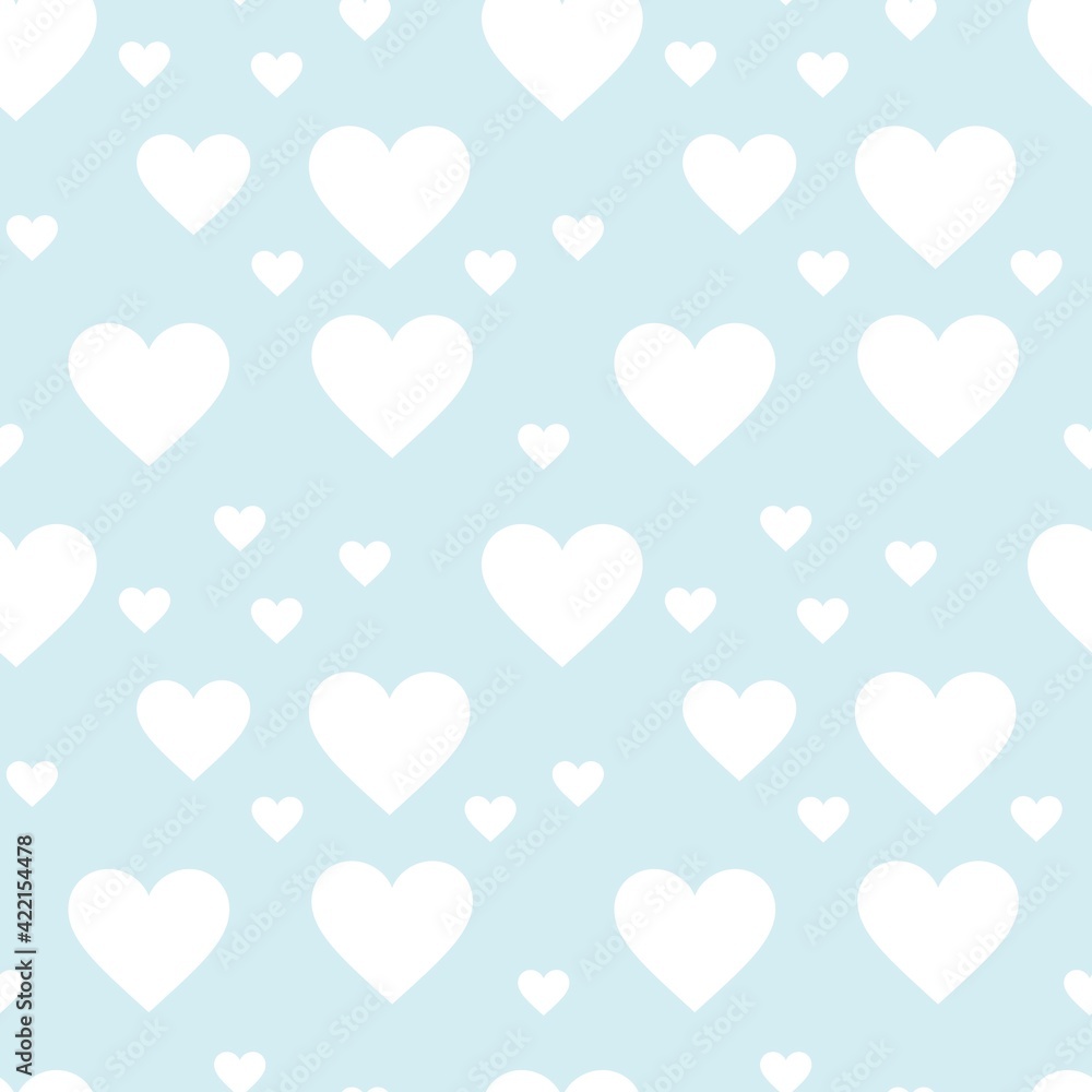 Colorful seamless pattern with hearth symbol and pastel blue background Colorful seamless pattern with hearth symbol and pastel blue background
