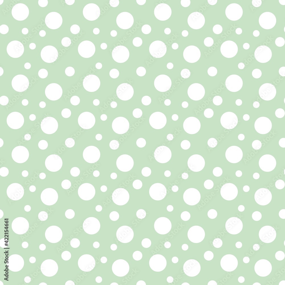 Colorful seamless dot pattern with pastel green background 