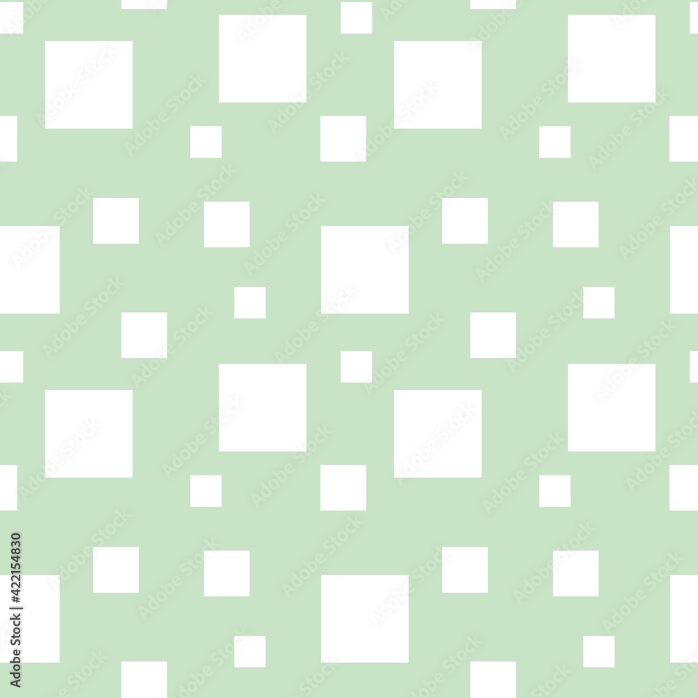 Colorful seamless pattern design with white squares and pastel green background Colorful seamless pattern design with white squares and pastel green background
