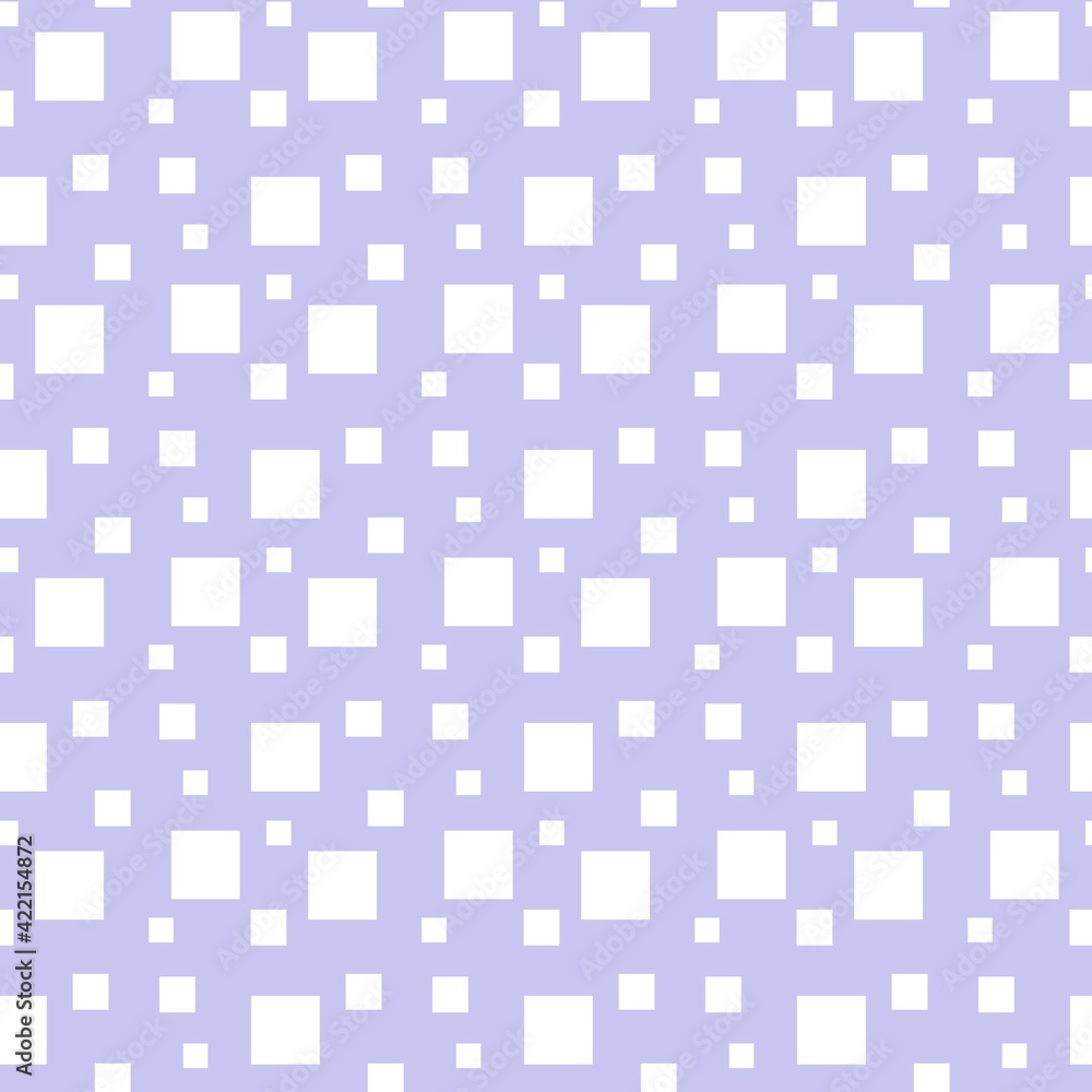 Colorful seamless pattern design with white squares and pastel purple background