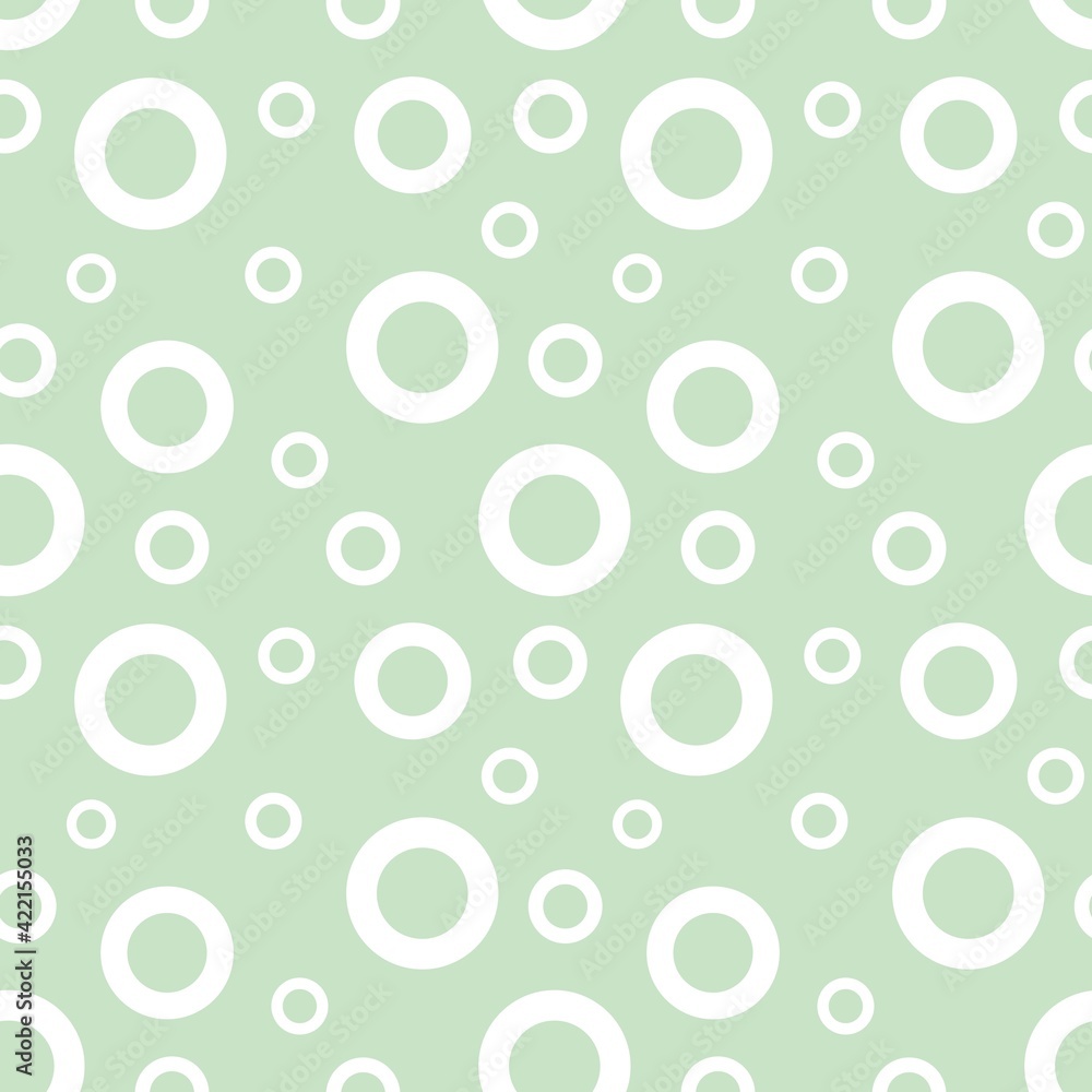 Colorful seamless pattern texture with white circles and pastel green background