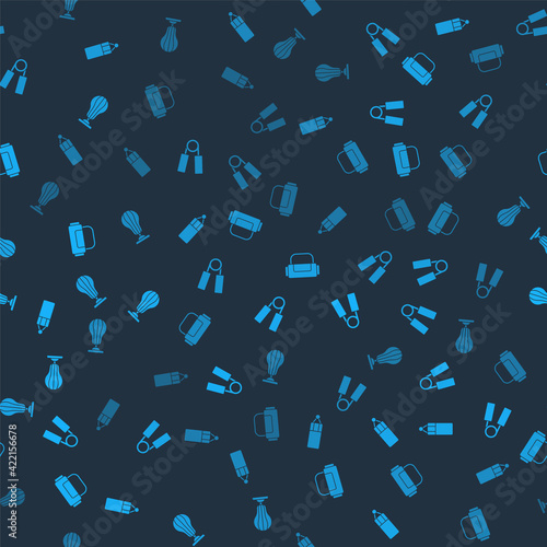 Set Punching bag, Sport expander, and on seamless pattern. Vector