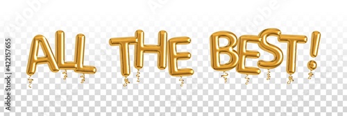 Vector realistic isolated golden balloon text of All the Best on the transparent background.