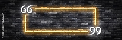 Vector realistic isolated neon sign of Quote frame logo for template decoration and covering on the wall background. Concept of sale.