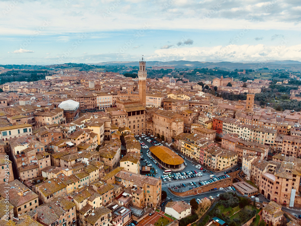 aerial view of Siena in Italy