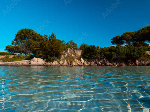 Lu Impostu Beach on Sardinia Island. beach of sardinia. clear water of the Sardinian sea