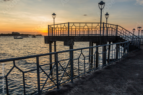 Sea  viewpoint in Tanjung Aru water village near Kota Kinabalu, Sabah, Malaysia