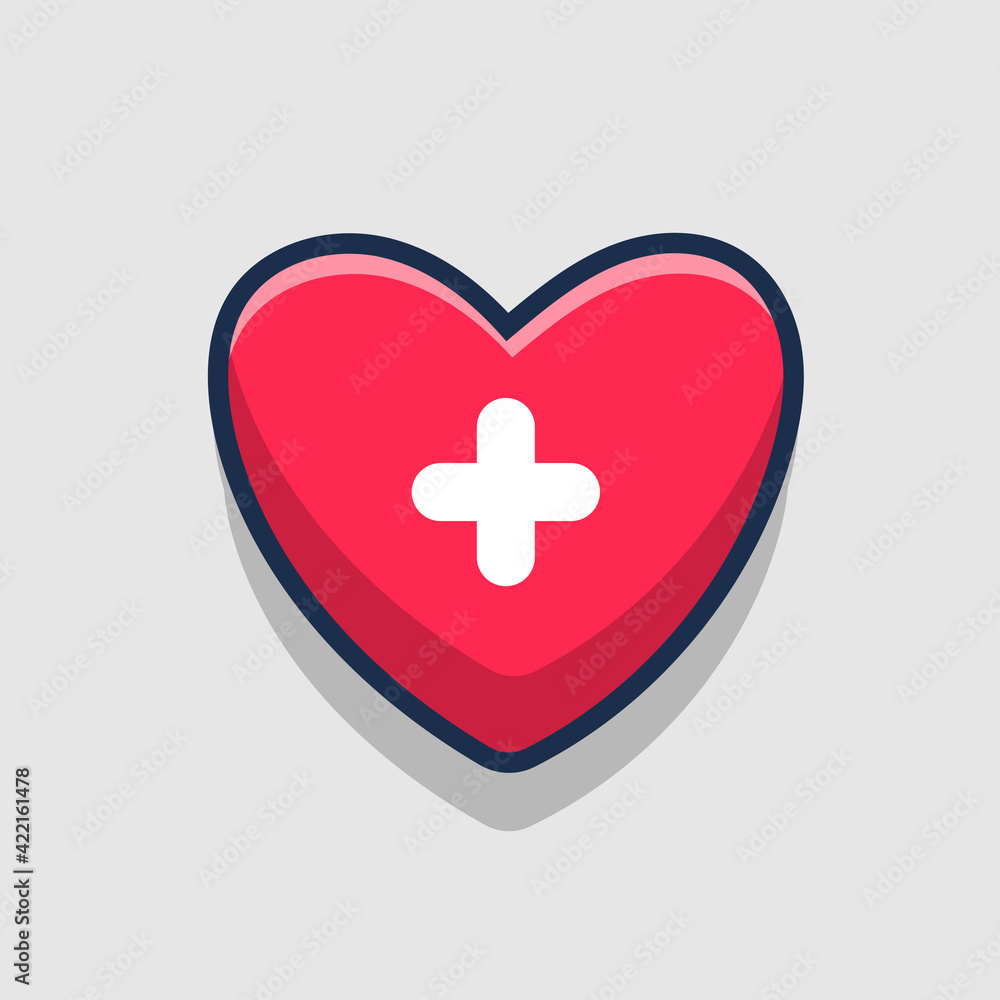 heart health icon illustration design. flat cartoon style heart health icon illustration design. flat cartoon style