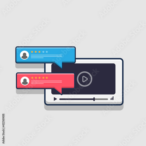 design illustration reviews video viewers on the web. flat cartoon style
