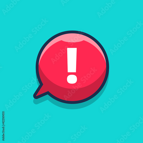 caution notification bubble icon illustration design. flat cartoon style