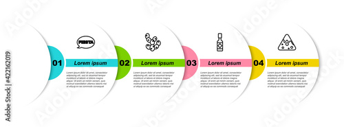 Set line Fiesta, Cactus, Tabasco sauce and Nachos. Business infographic template. Vector