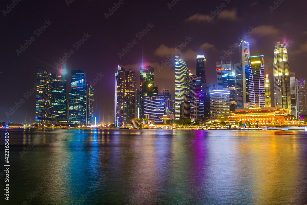 Evening skyline of Marina Bay, Singapore