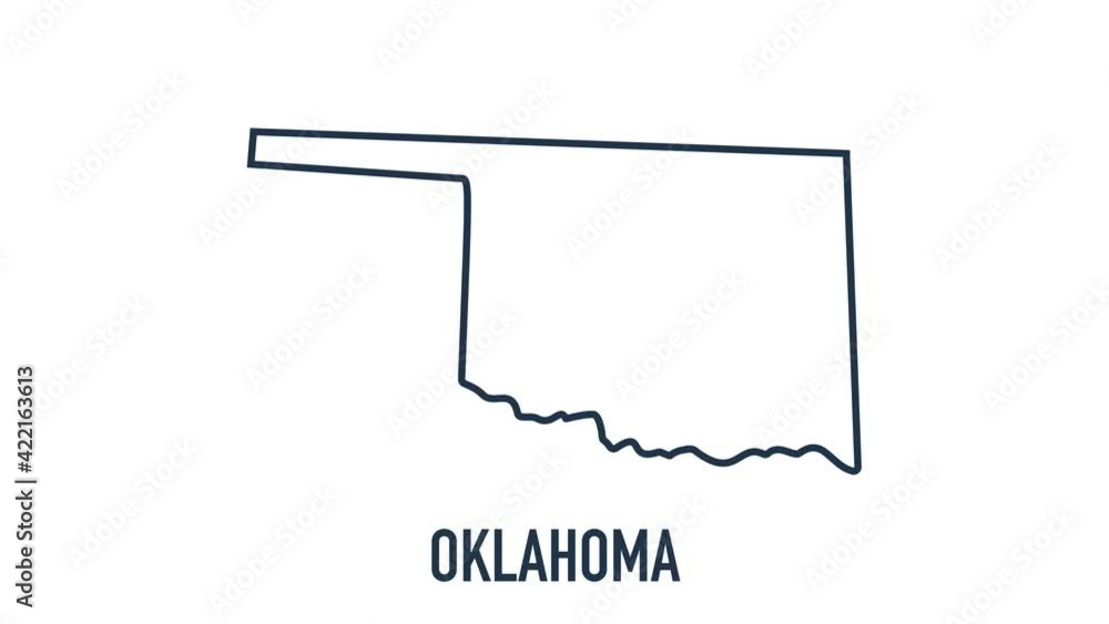 Line animated map showing the state of Oklahoma from the united state of American. 2d map of Oklahoma. Line animated map showing the state of Oklahoma from the united state of American. 2d map of Oklahoma.