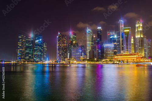 Evening skyline of Marina Bay  Singapore