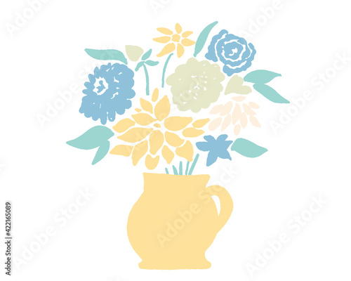 花瓶に入った花束のイラスト　Illustration of a bouquet in a vase