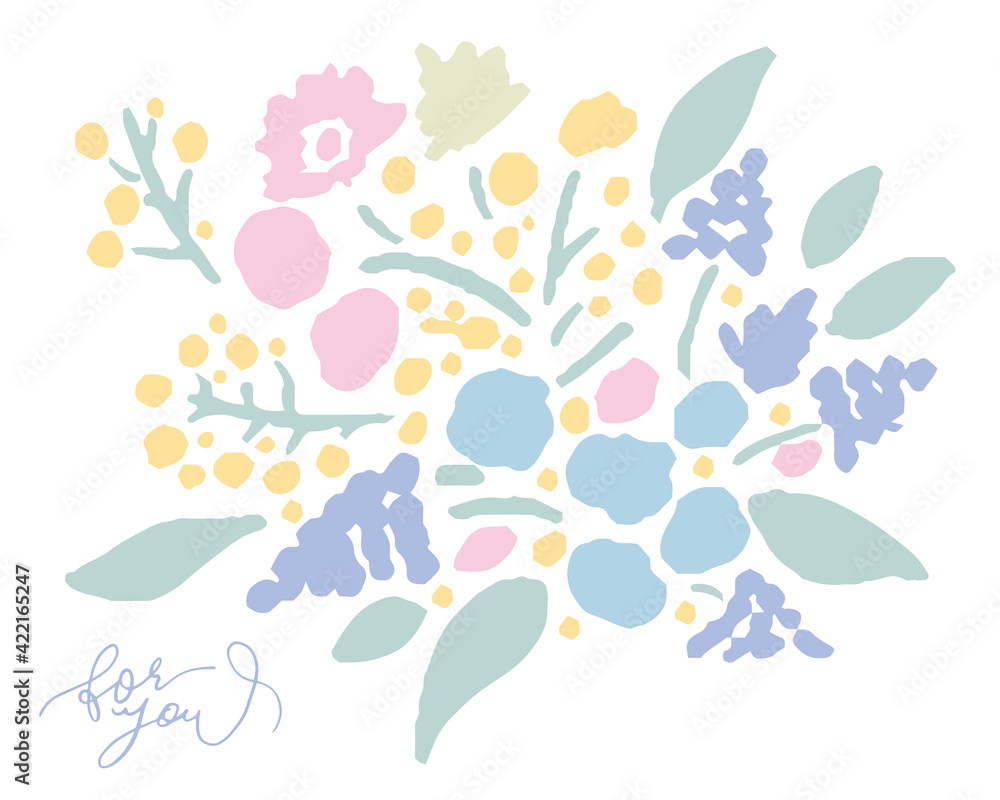 花束いっぱいのメッセージ メッセージカード 贈り物 花のイラスト Bouquet Full Of Messages Message Cards Gifts Flower Illustrations Stock Vector Adobe Stock