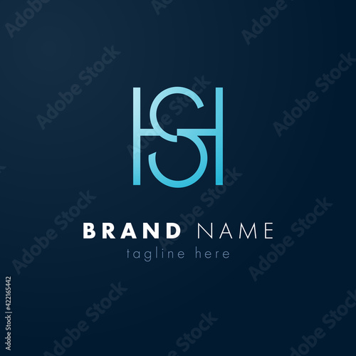 Monogram logo HS, SH, H and S - letter vector brand design template